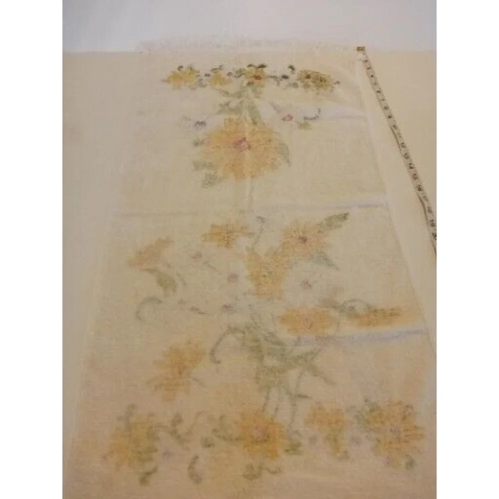 2 Vintage‎ Bath Towels Orange Yellow Floral 60s 70s Cone Made in USA